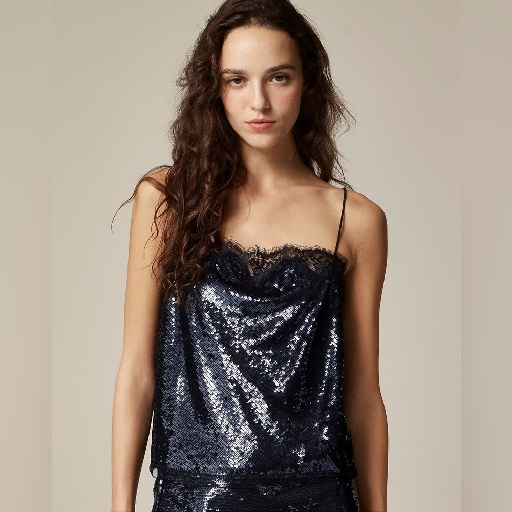 J.Crew Lace-trim camisole top in sequins CF461